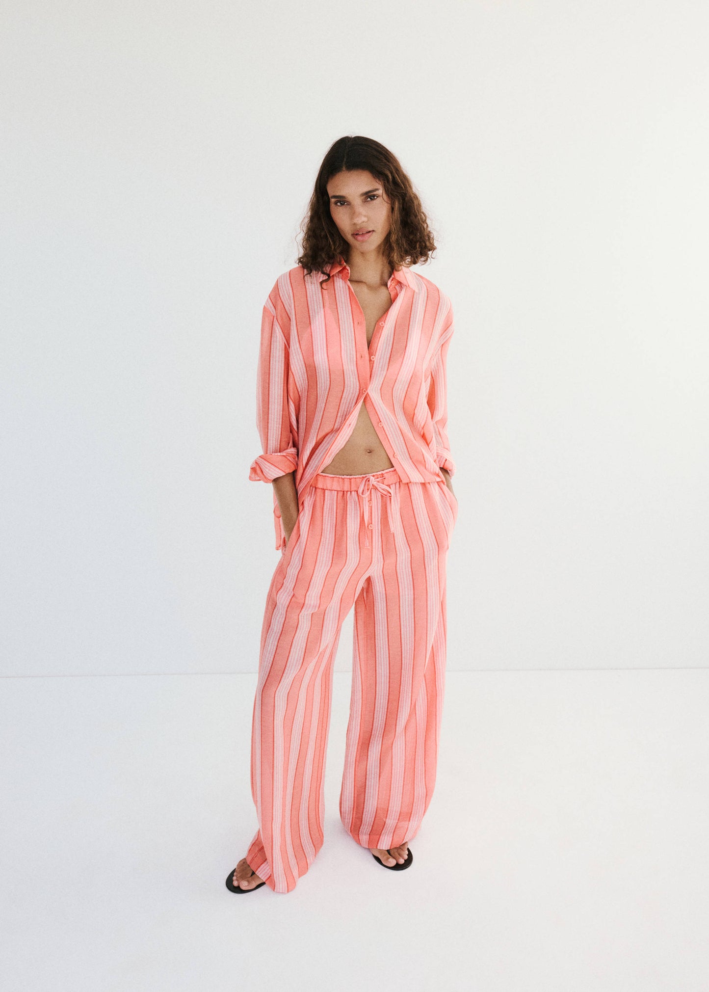 Linen lyocell blend stripe shirt