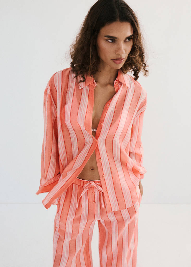 Linen lyocell blend stripe shirt
