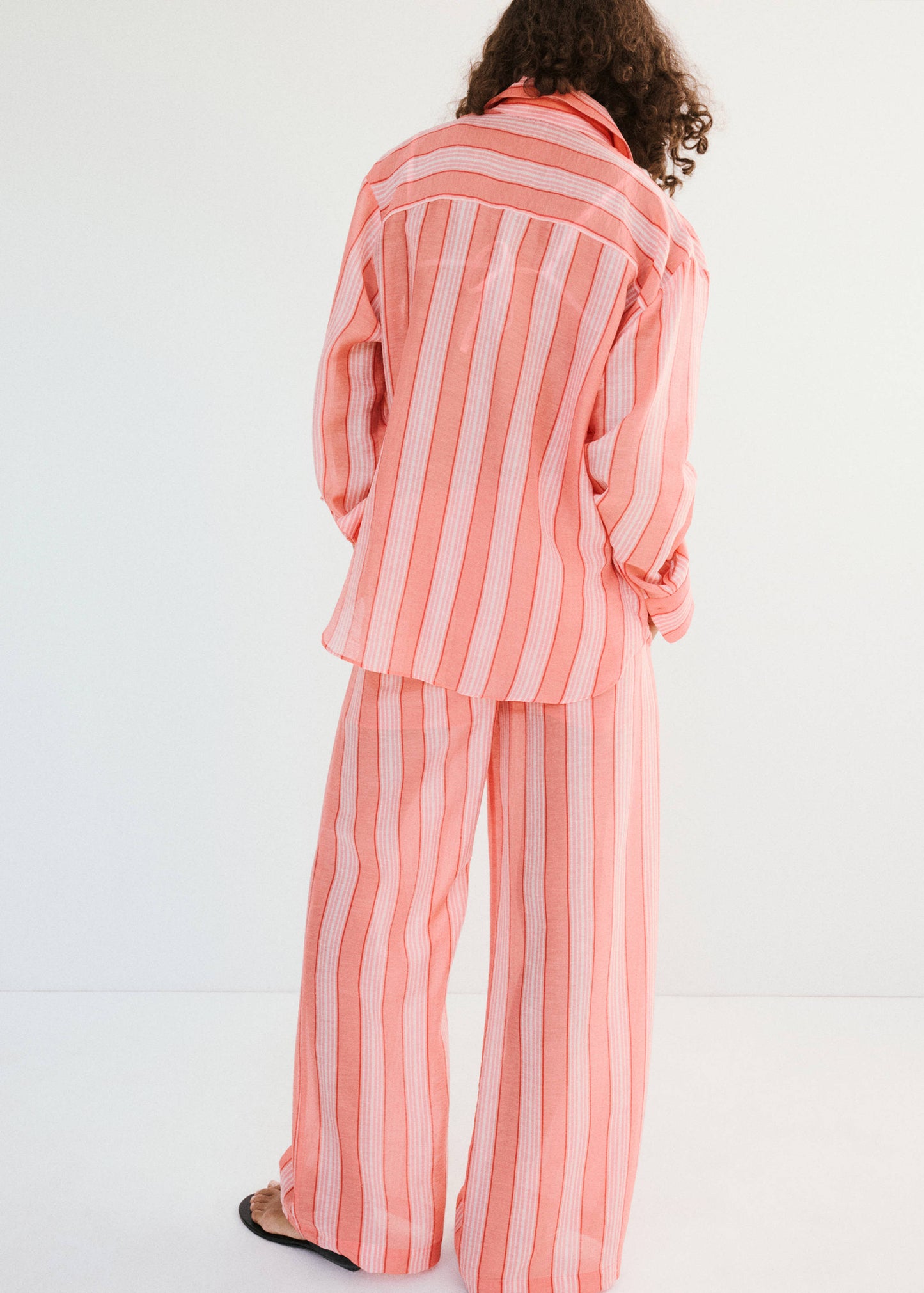 Linen lyocell blend stripe shirt