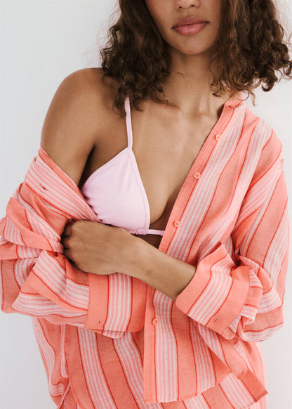 Linen lyocell blend stripe shirt