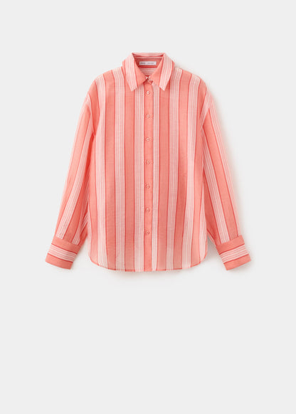 Linen lyocell blend stripe shirt