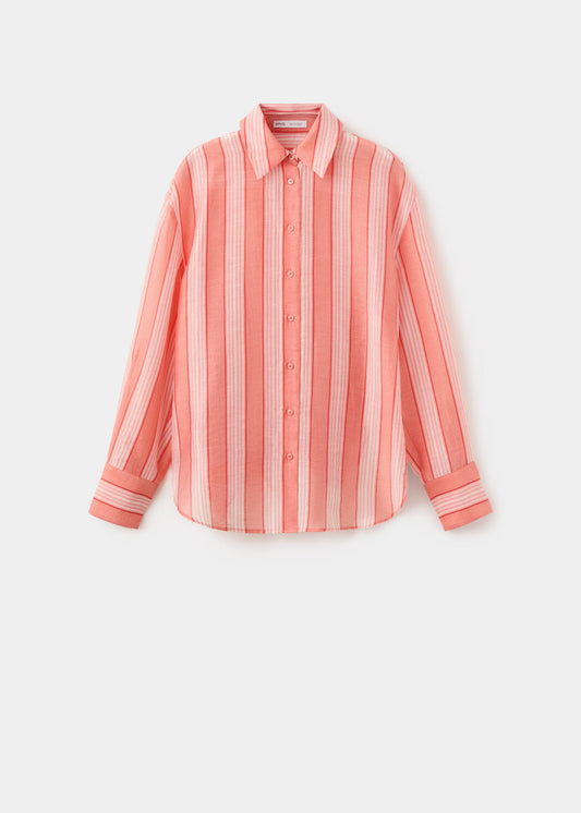 Linen lyocell blend stripe shirt