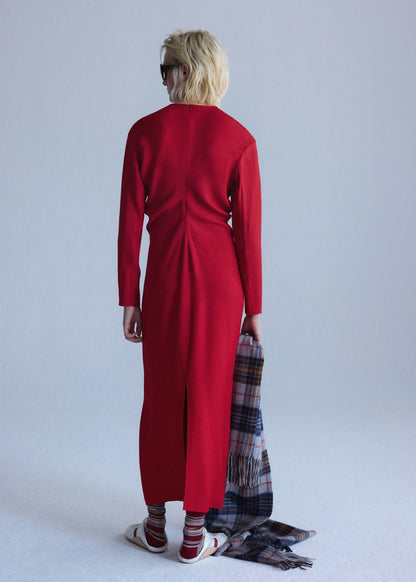 Knitted dress with gathered detail