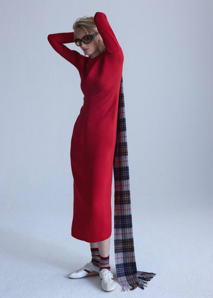Knitted dress with gathered detail