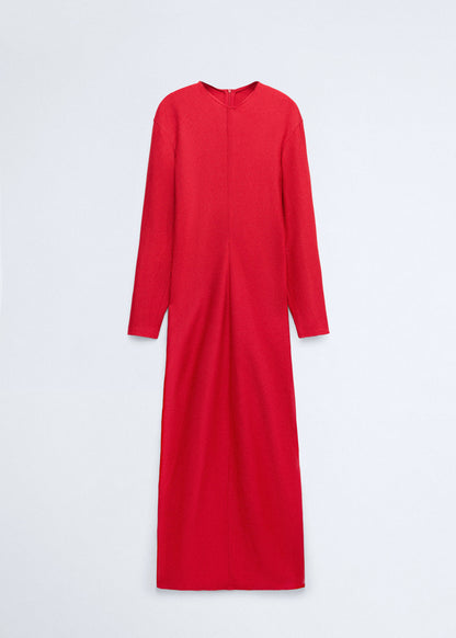 Knitted dress with gathered detail