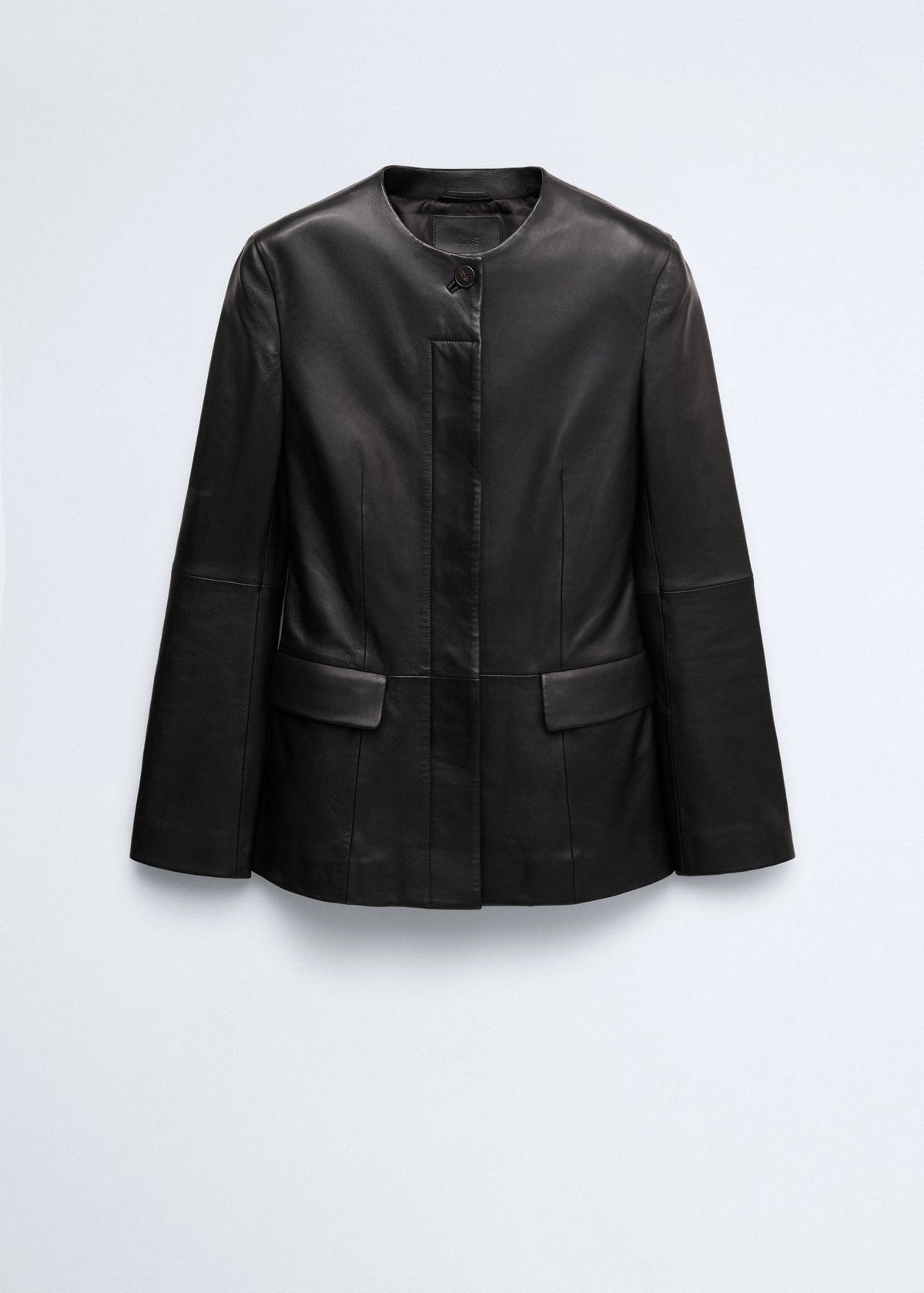 Leather round-neck blazer