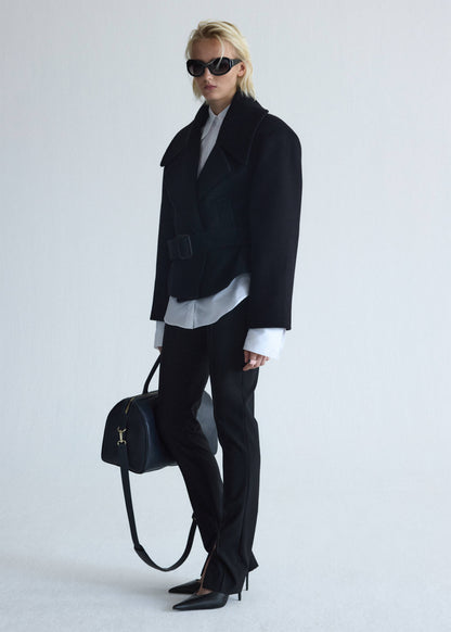 Woollen coat with belt
