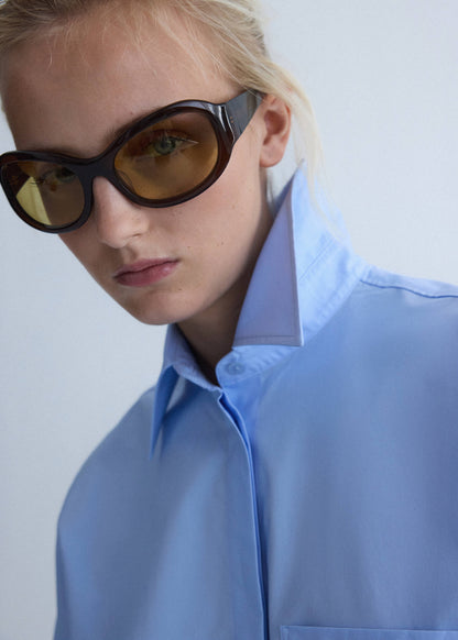 Straight poplin shirt
