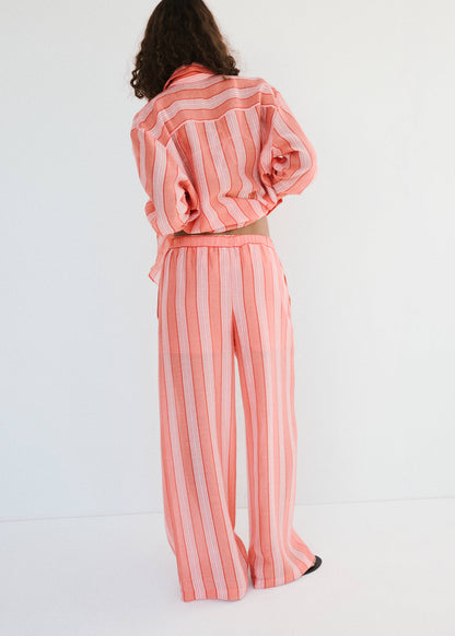 Straight trousers in a linen lyocell blend with stripes
