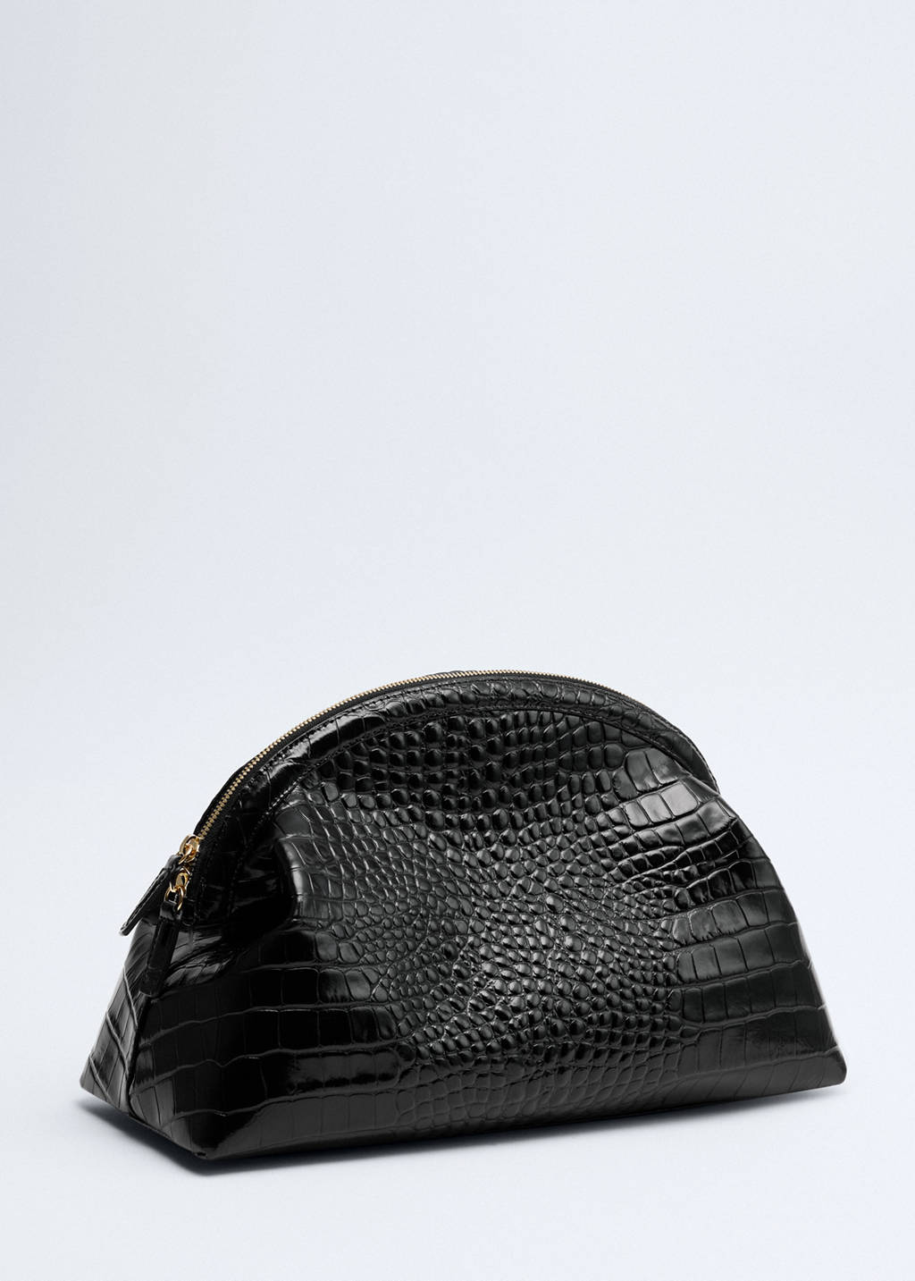 Croc-effect leather clutch bag