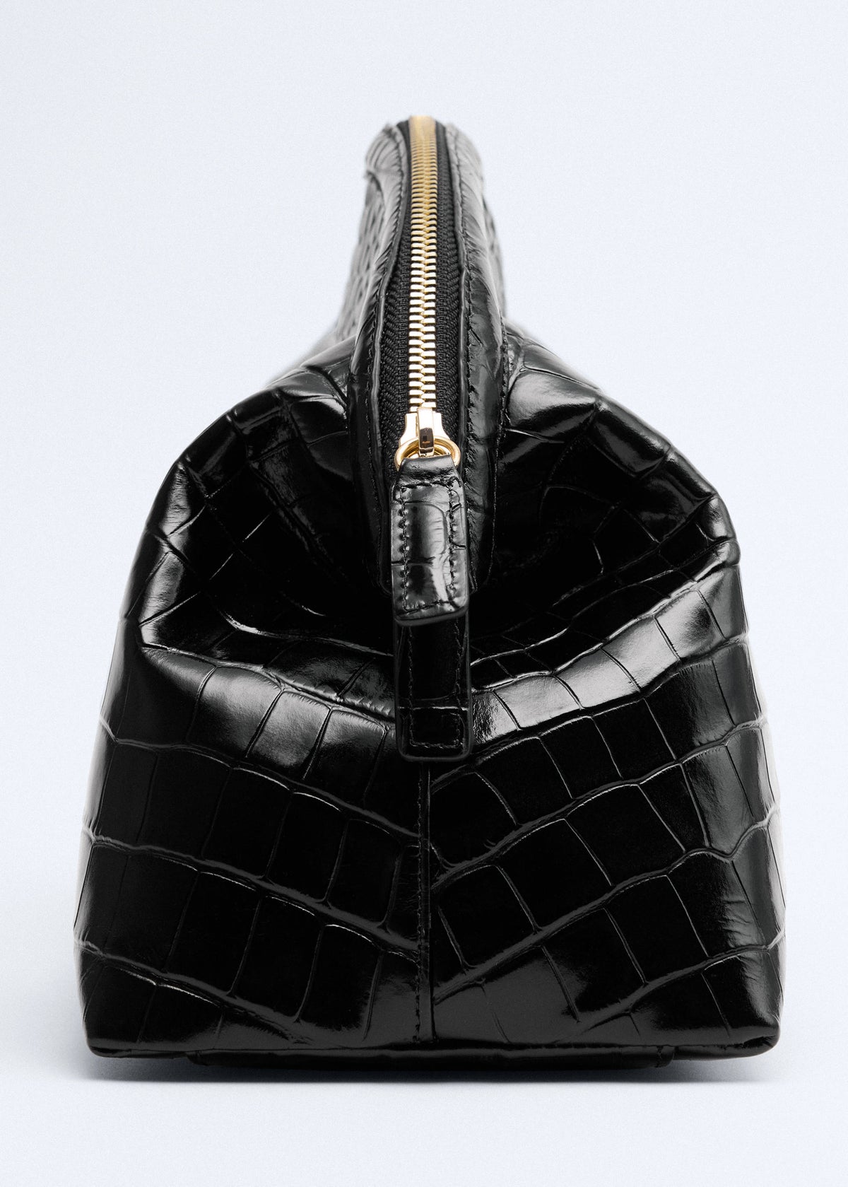 Croc-effect leather clutch bag