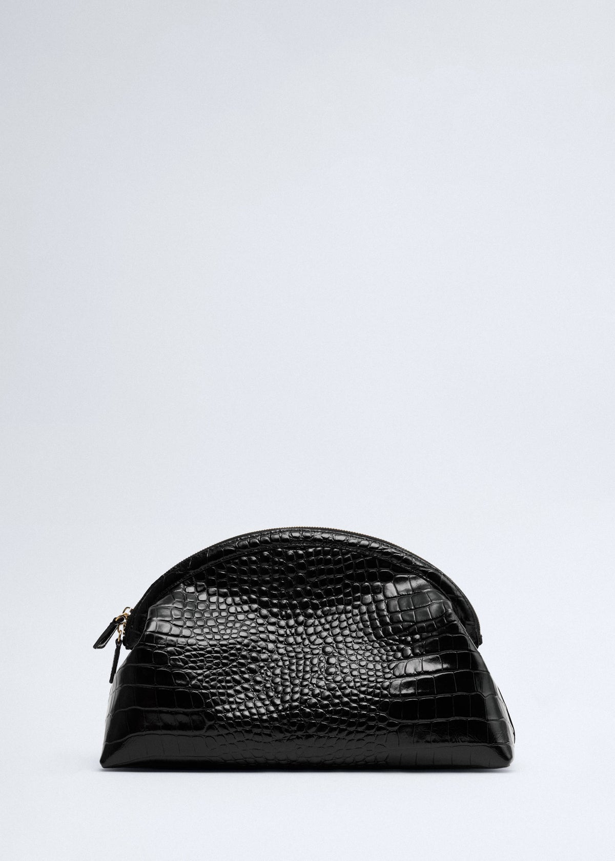 Croc-effect leather clutch bag