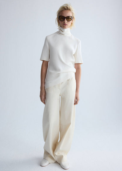 Asymmetric high-neck blouse
