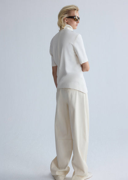 Asymmetric high-neck blouse