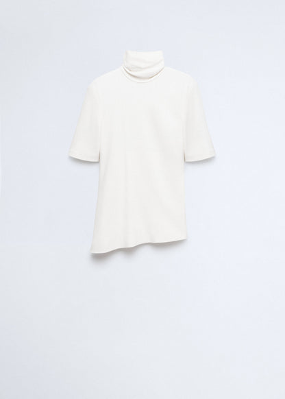 Asymmetric high-neck blouse