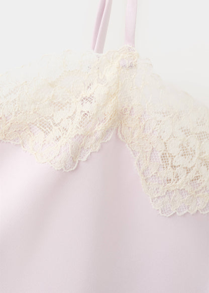 Lace detail satin top