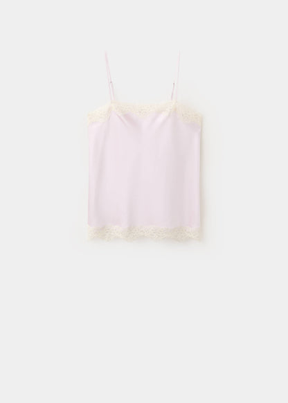 Lace detail satin top