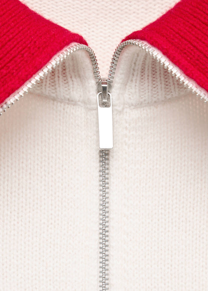 Wool sweater with contrast collar