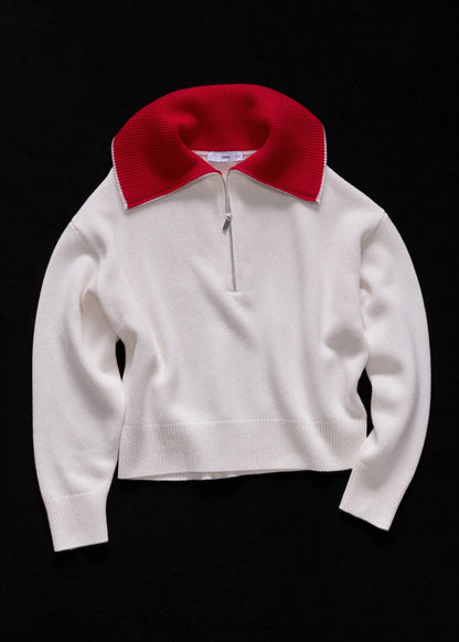 Wool sweater with contrast collar