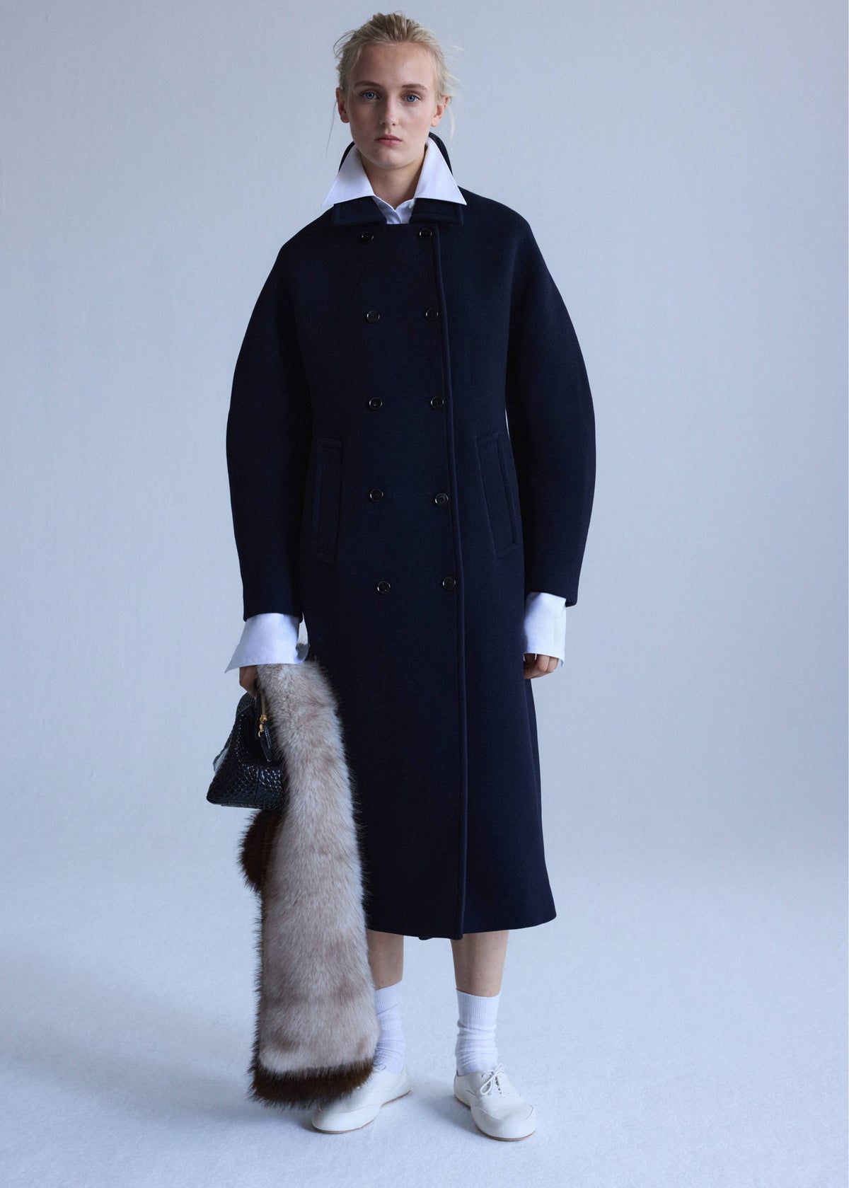 Double-breasted virgin wool coat