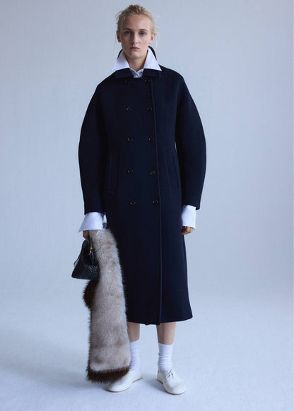 Double-breasted virgin wool coat