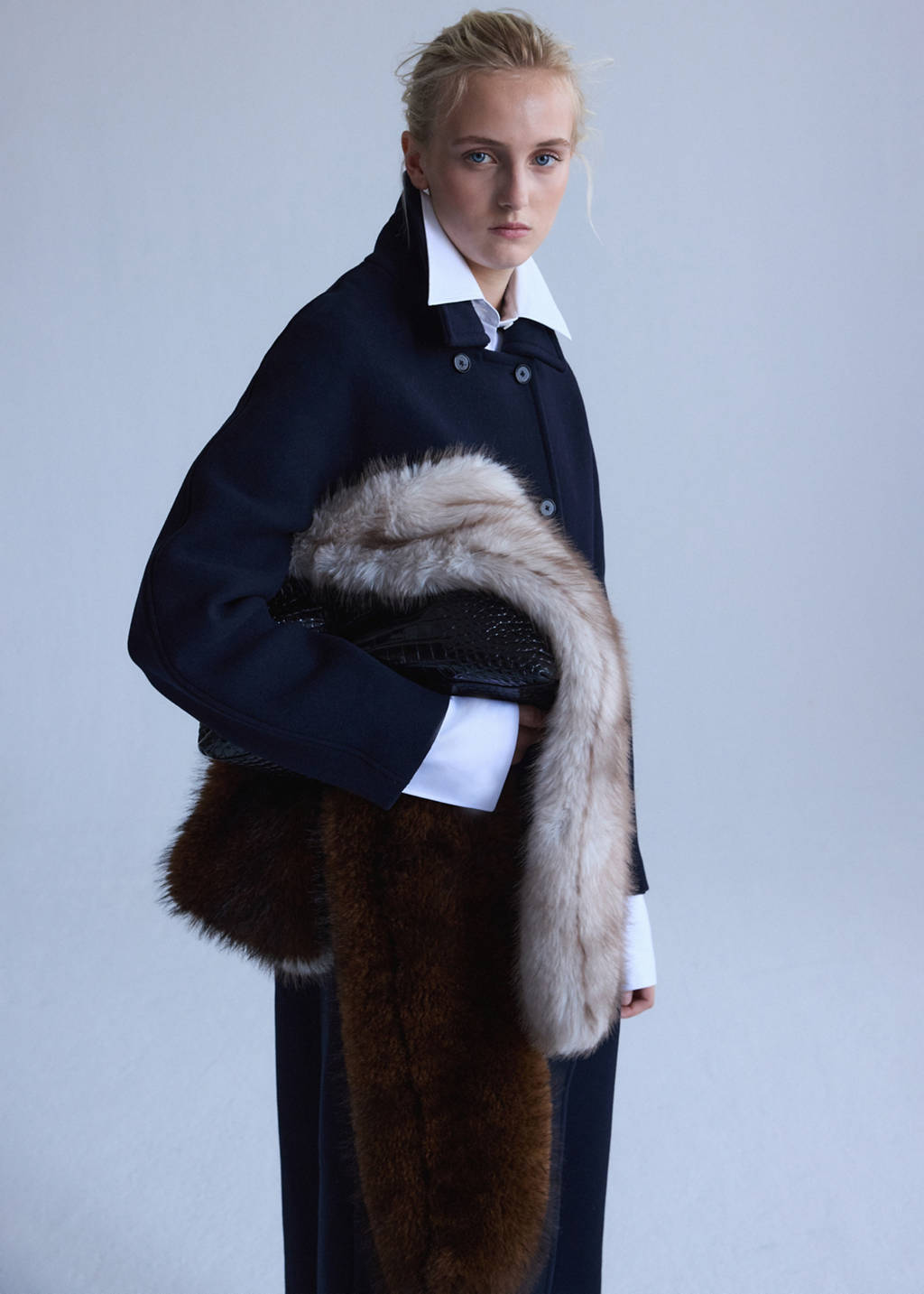 Double-breasted virgin wool coat