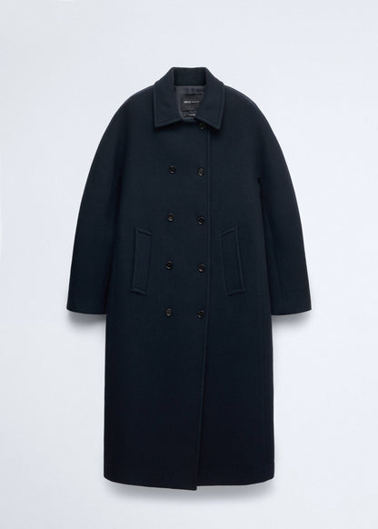 Double-breasted virgin wool coat