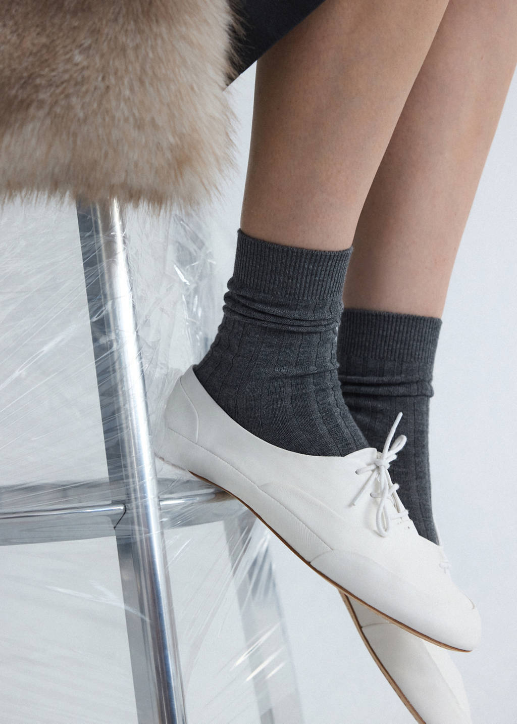 Ribbed wool blend socks