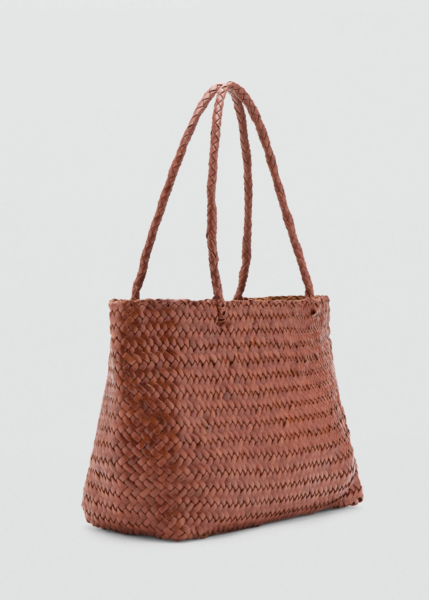 Braided leather shopper bag