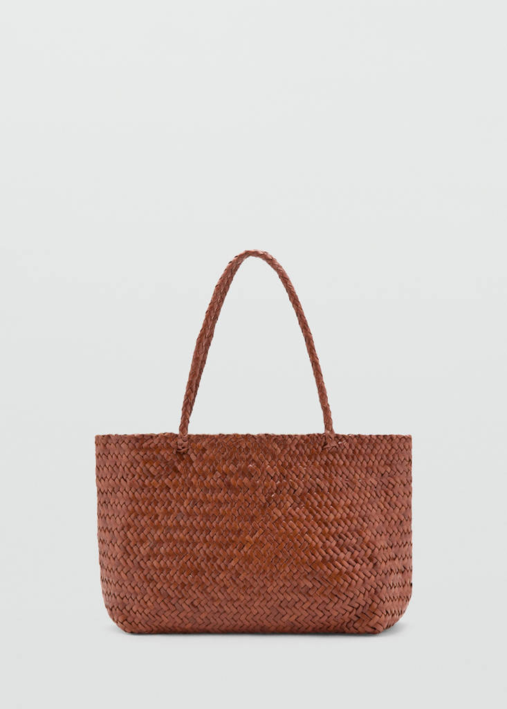 Braided leather shopper bag