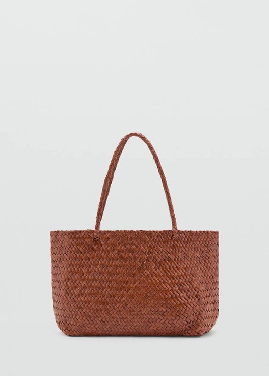 Braided leather shopper bag