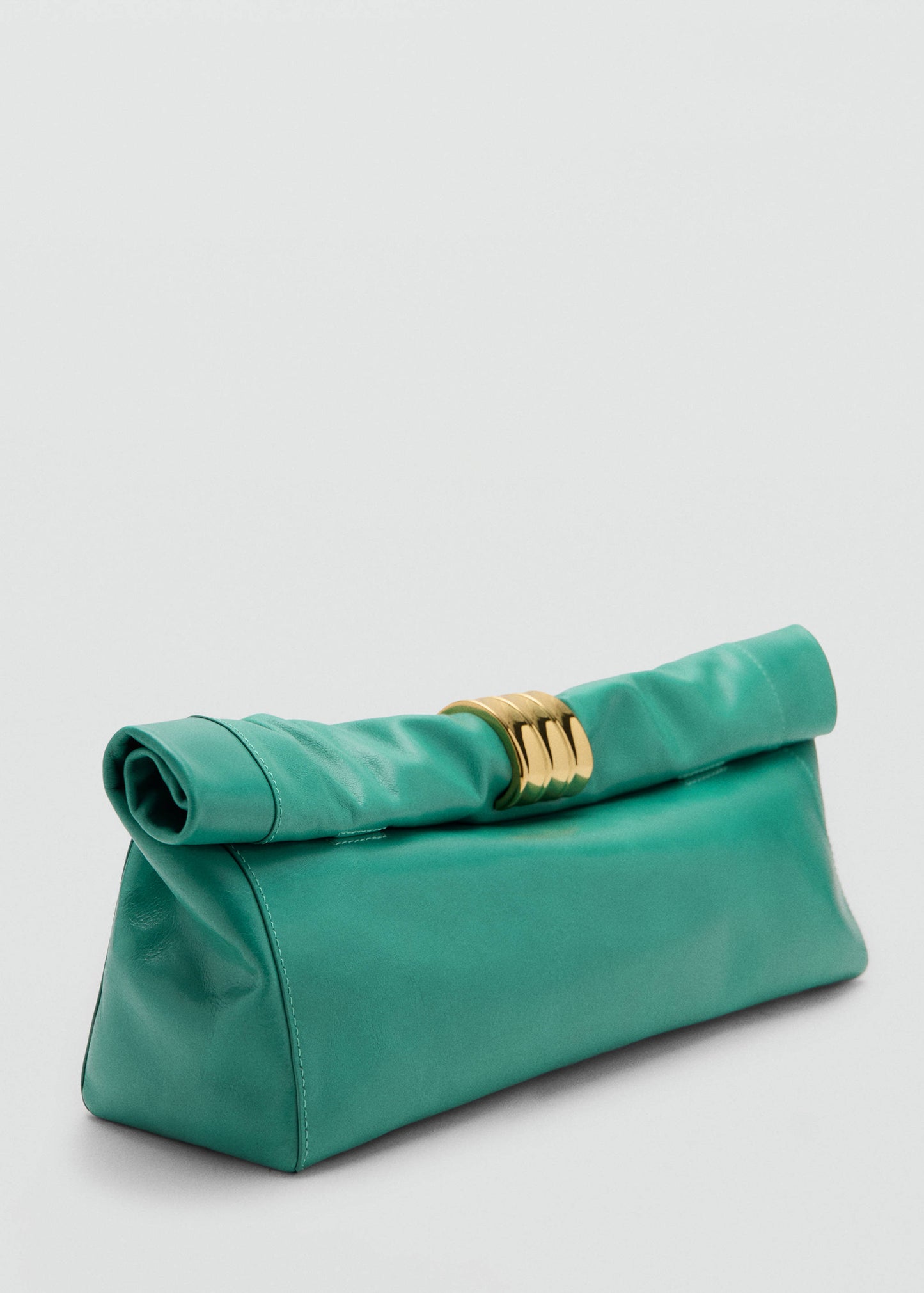 Leather clutch bag with metallic appliqué