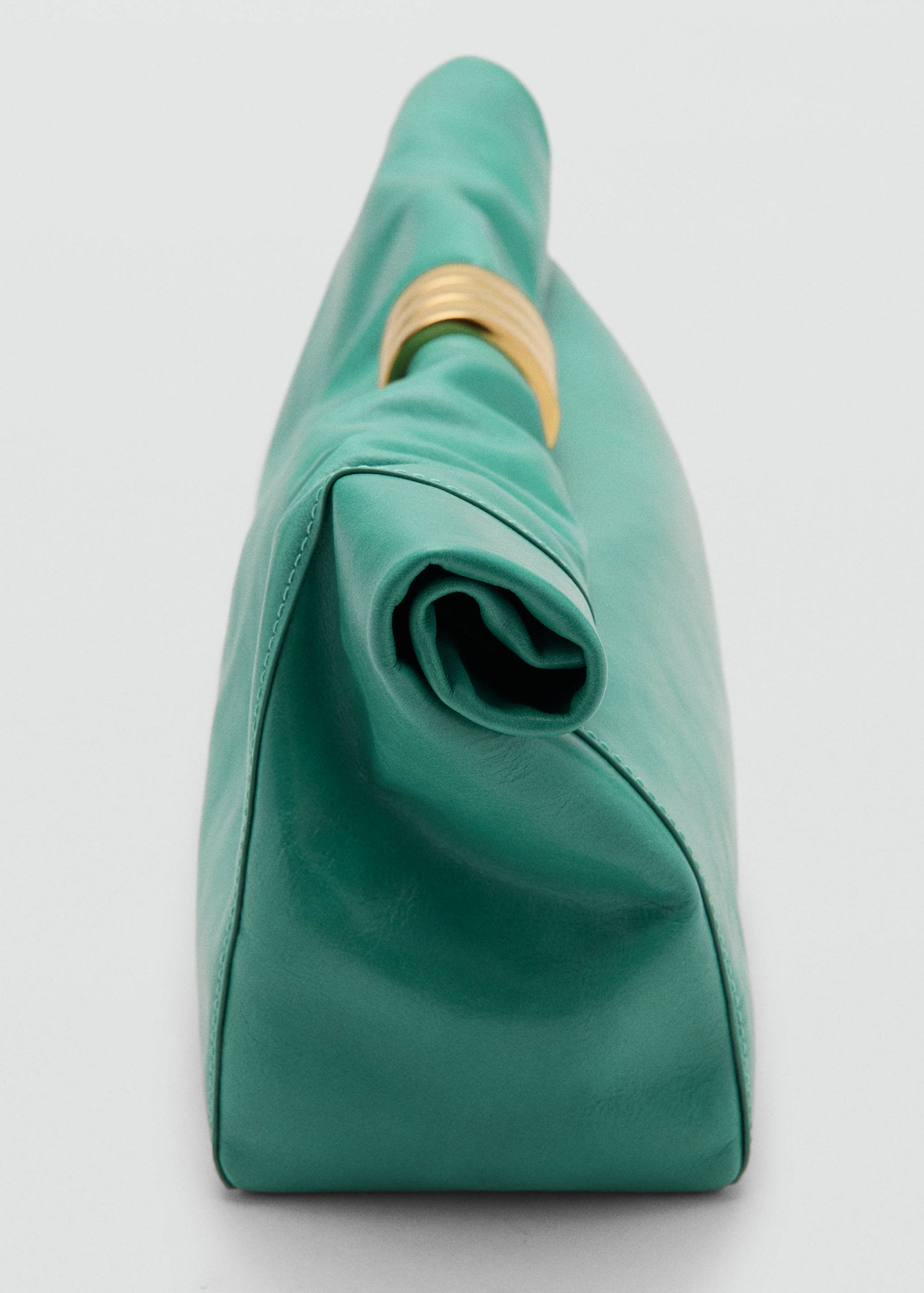 Leather clutch bag with metallic appliqué