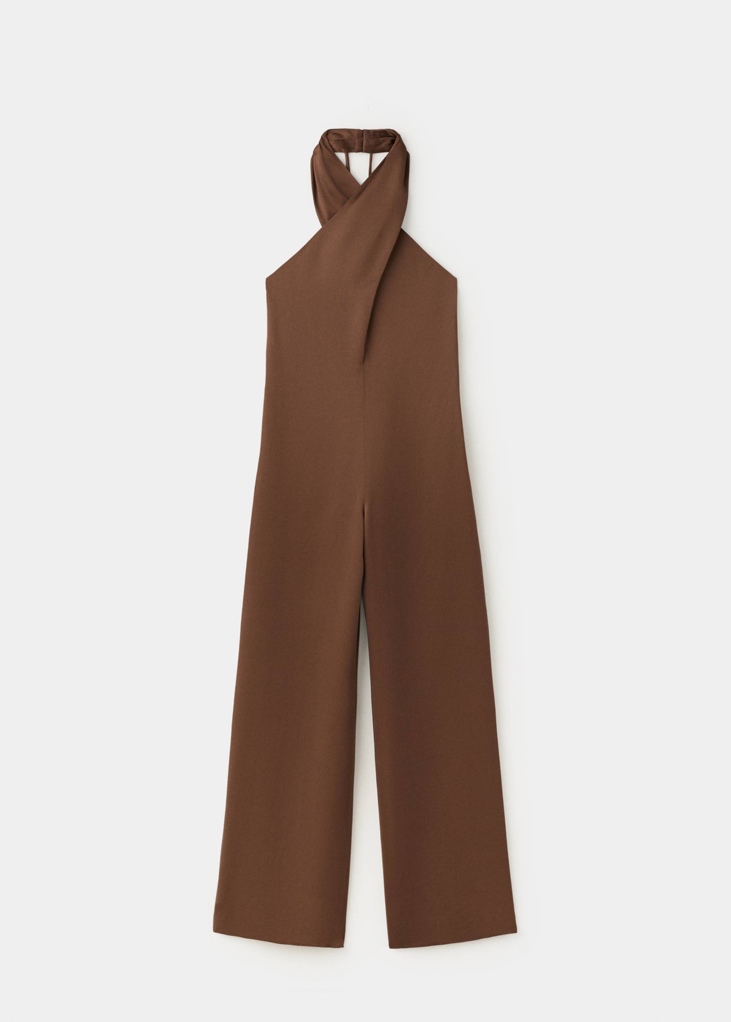 Wrap neckline satin jumpsuit