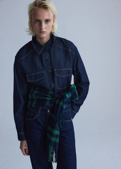 Denim shirt with flap pockets - Women | MANGO United Kingdom
