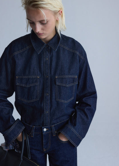 Denim shirt with flap pockets - Women | MANGO United Kingdom