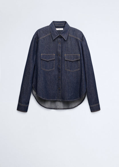 Denim shirt with flap pockets - Women | MANGO United Kingdom