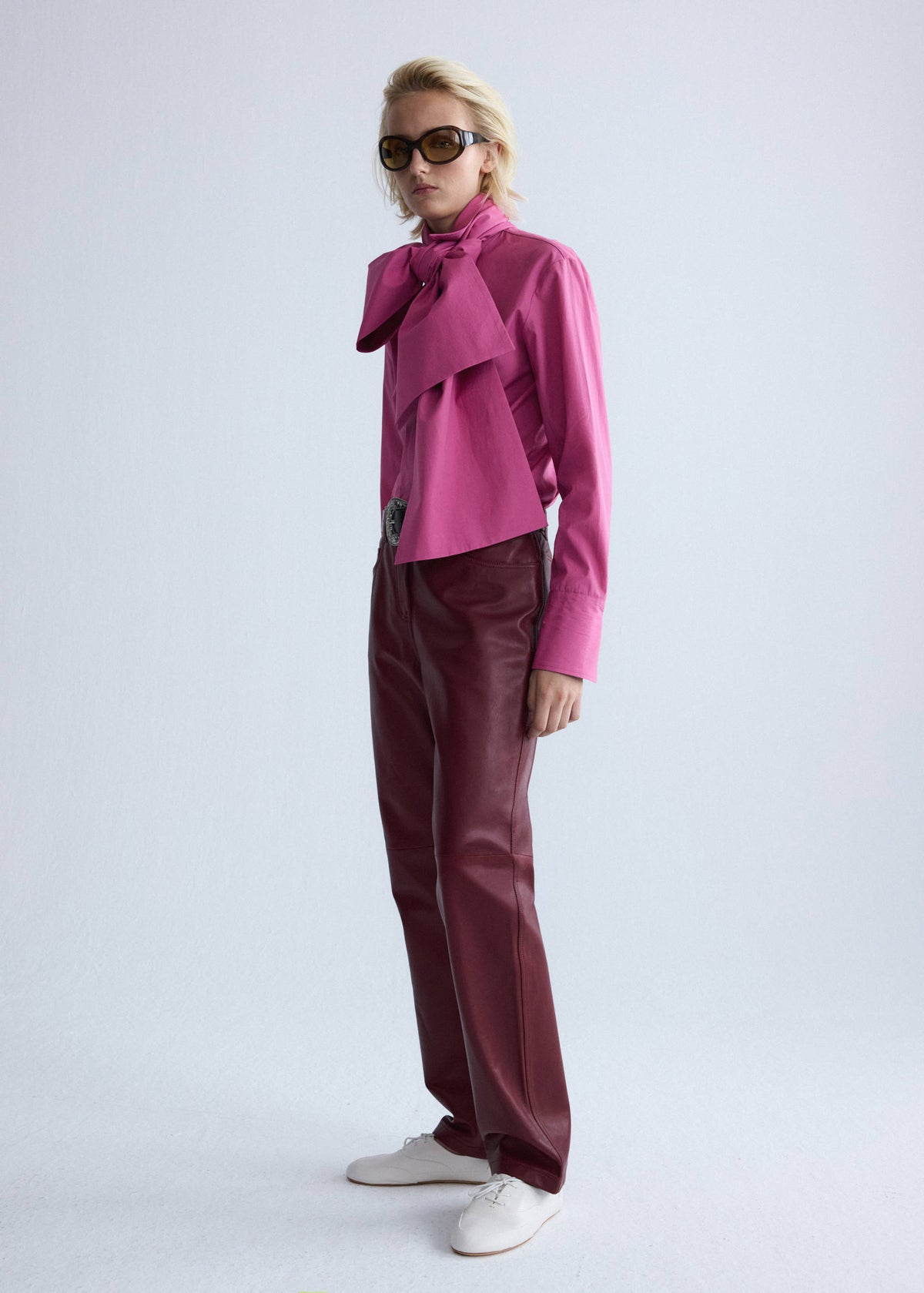 Straight-fit leather trousers