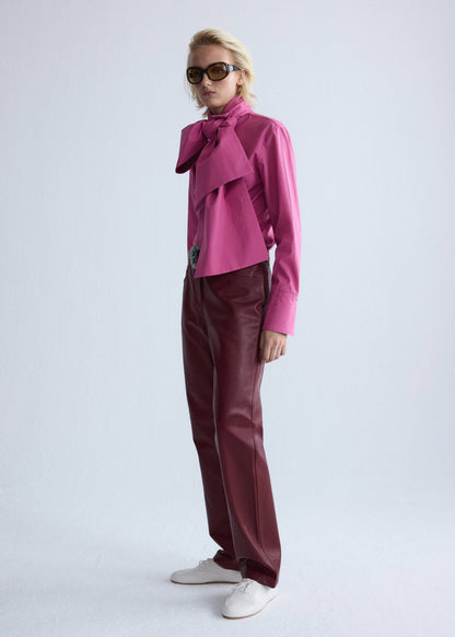 Straight-fit leather trousers