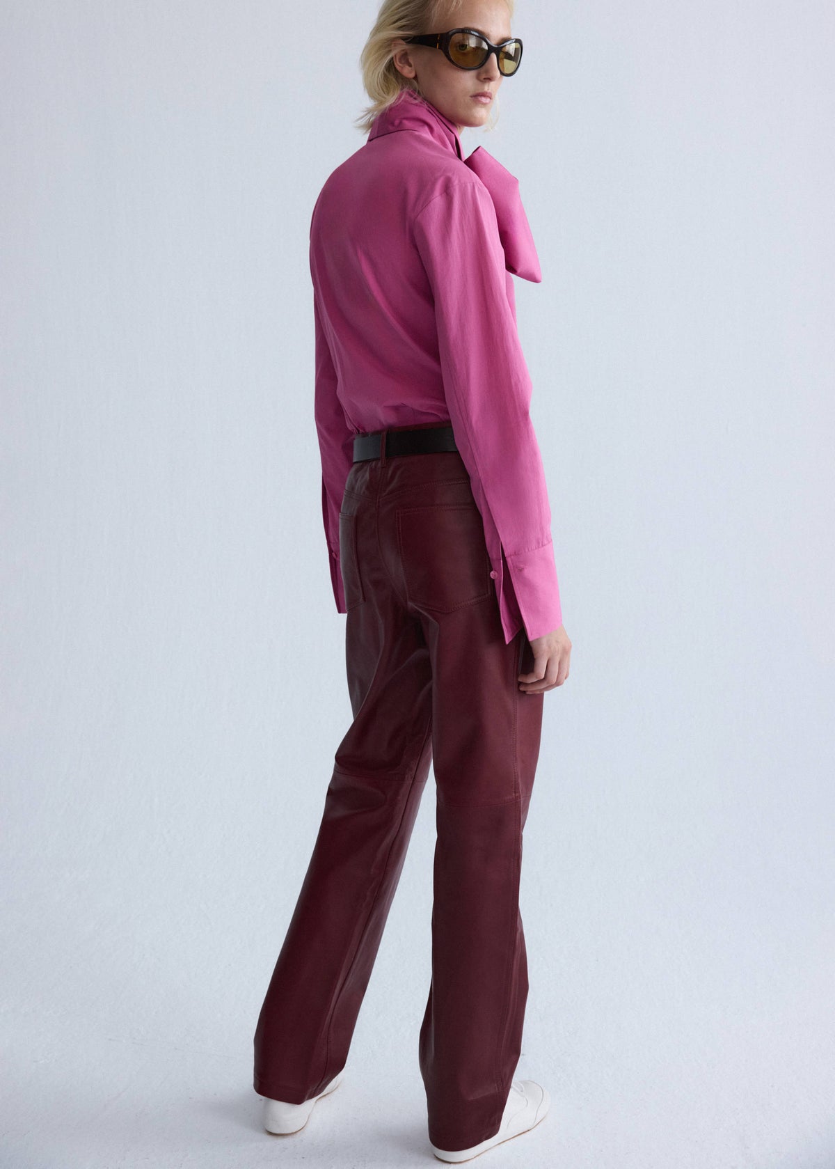 Straight-fit leather trousers