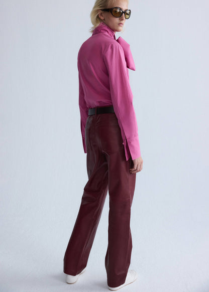 Straight-fit leather trousers