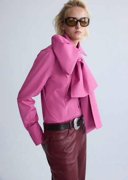 Straight-fit leather trousers