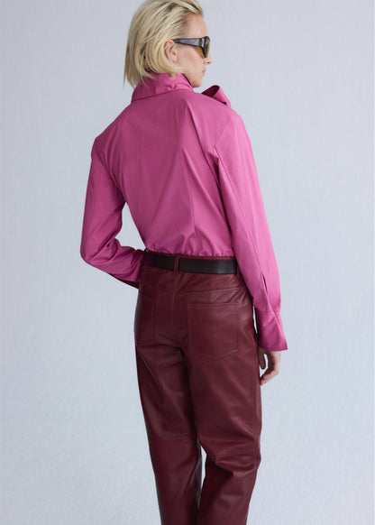 Straight-fit leather trousers
