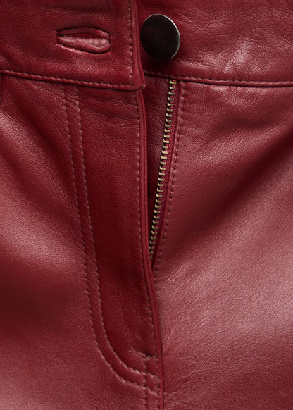 Straight-fit leather trousers