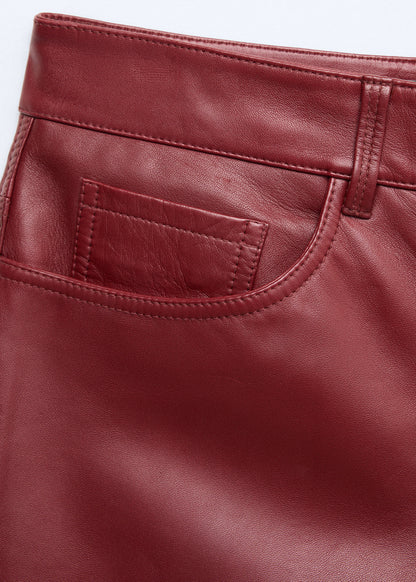 Straight-fit leather trousers