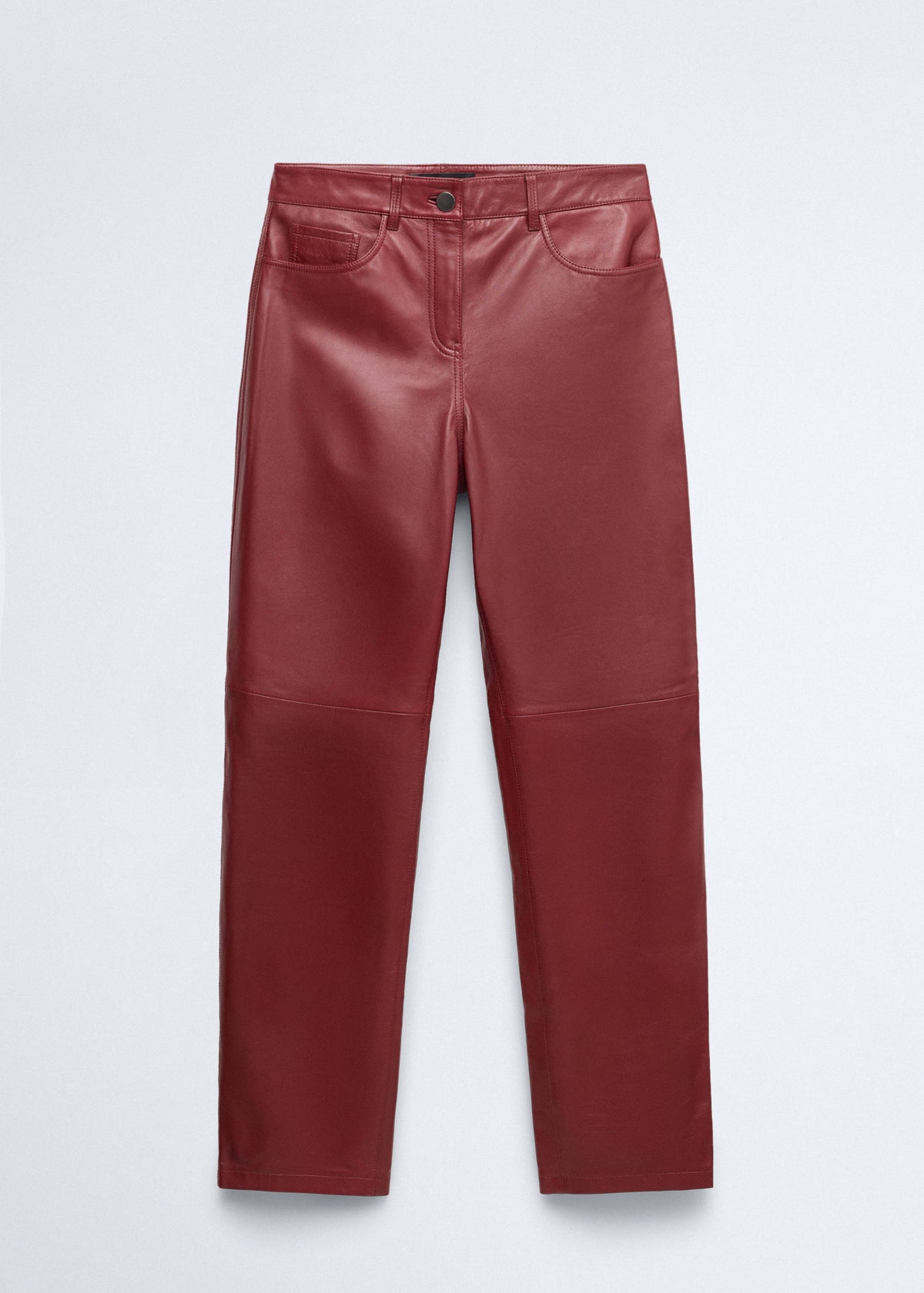 Straight-fit leather trousers