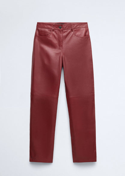Straight-fit leather trousers