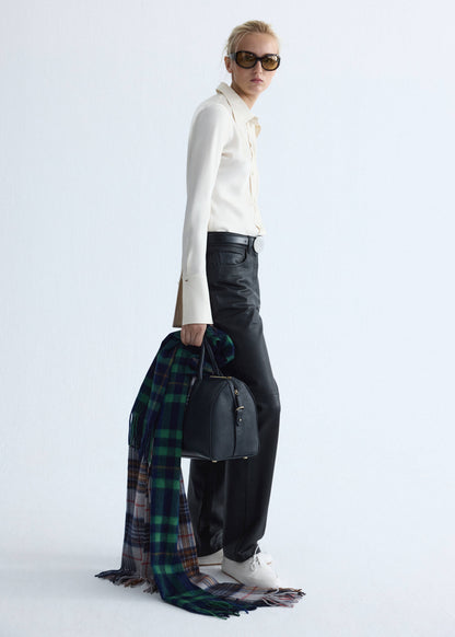 Straight-fit leather trousers