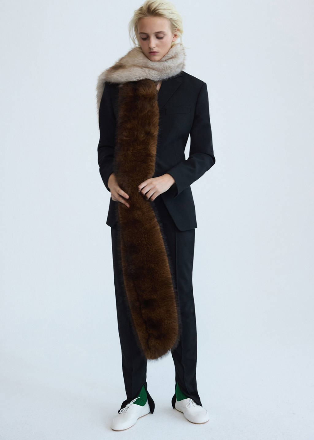 Faux fur contrast scarf