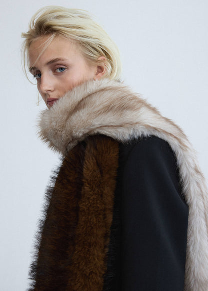Faux fur contrast scarf